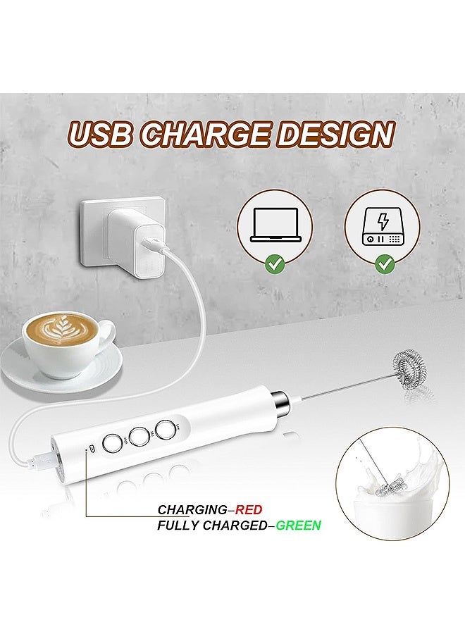 مانجي زبدة الحليب الكهربائية مع 3 خناجر من الفولاذ المقاوم للصدأ، 3 سرعة صنع الرغوة اليدوية القابلة للضبط، صانع الرغوة مزج المشروبات للقهوة اللاتية كيك الكابتشينو والبيض الساخن الشوكولاتة (شريحة) - Image 5