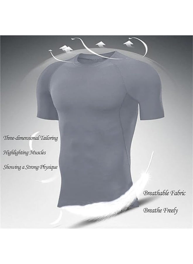 Men's Compression Shirts Short Sleeve Athletic Tops, Cool Dry Workout Shirt Sports T-Shirt - Image 4
