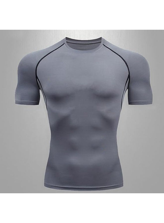 Men's Compression Shirts Short Sleeve Athletic Tops, Cool Dry Workout Shirt Sports T-Shirt - Image 5