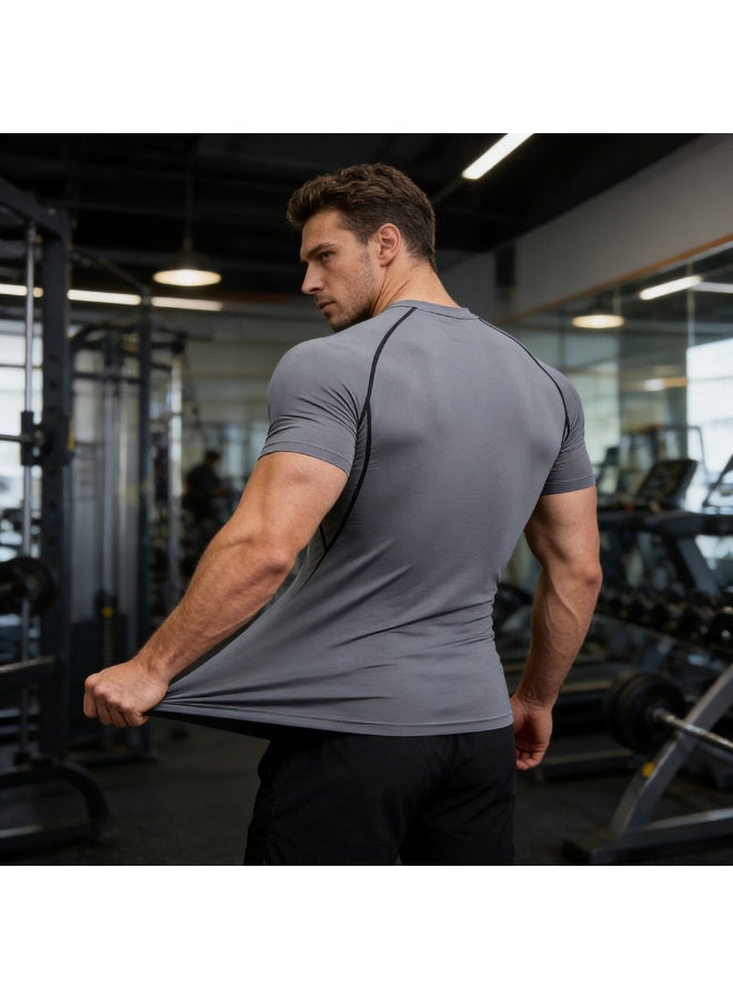 Men's Compression Shirts Short Sleeve Athletic Tops, Cool Dry Workout Shirt Sports T-Shirt - Image 3
