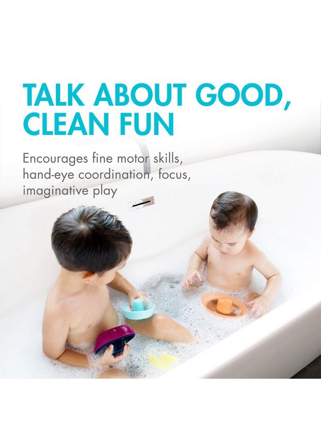 بون ألعاب حمام الأطفال على شكل قارب من Boon Fleet Toy - مجموعة ألعاب قارب قابلة للتكديس للاستمتاع بوقت الاستحمام - ألعاب حوض استحمام قابلة للتكديس للأطفال الصغار والرضع مع فتحات تصريف - 5 قطع - للأعمار من 10 أشهر وما فوق - Image 5