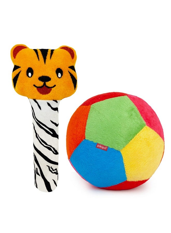 Pikipo Soft Ball (Small, 11Cm) And Tiger Face Soft Rattle Combo - Image 1