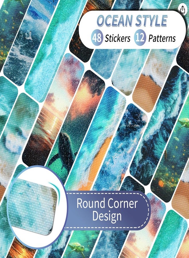 TOEMUR 48 Pieces Calm Strips Anxiety Sensory Stickers with Storage Box 2 Textured Surface Adhesives Fidget Strips for Office & Classroom Desk Relieve Adult & Teen Stress (Ocean Style) - Image 3