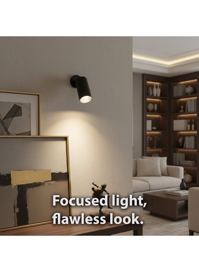 ALFRIDAY Modern Adjustable GU10 Wall Spotlight – Matte Black, Cylinder, Indoor Accent Light - Image 2