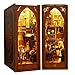 Flever Dollhouse DIY Book Nook Miniature Kit DIY Booknook Bookshelf Insert Decor 3D Wooden Booknook Miniature Kit for Creative Assembled Bookends Library of Book - Image 2