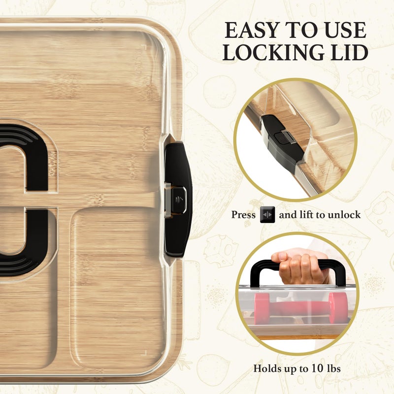 Trayful Charcuterie Board with Lid - Reversible, 2-in-1 Travel Portable Cheese Board for Picnics & Entertaining - Housewarming Gift Set Idea - Covered Snack Serving Tray - Large Food Platter - Image 4