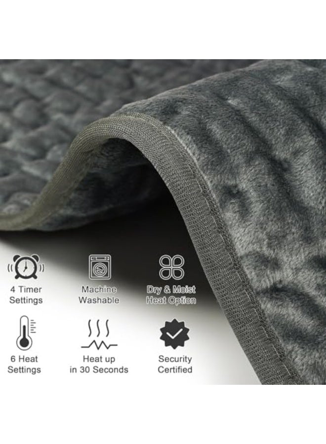 ماركة غير محددة وسادة تدفئة SKY-TOUCH، وسادة حرارية كهربائية مع خاصية الإيقاف التلقائي و9 مستويات حرارة. مناسبة لتدفئة الظهر والرقبة والكتفين والبطن. تقنية تدفئة - قابلة للغسل في الغسالة، الحجم 30 * 60 سم، باللون الرمادي.  - Image 4