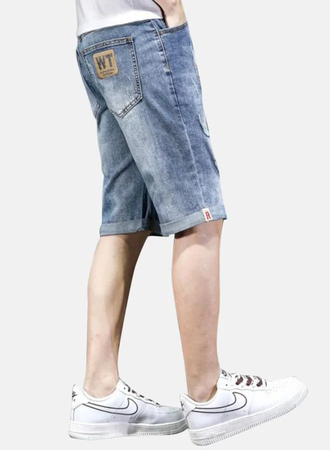 YUNIQEE BLue Regular Fit Solid Shorts