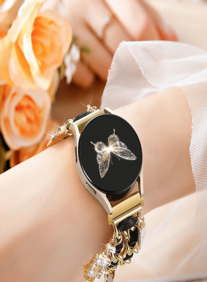 DAQIN Stylish Metal Band Compatible with Samsung Galaxy Watch 7 Band/FE 6 5 4 40mm 44mm,Galaxy Active 2, 20mm Watch Strap Pretty Chain with Cute Decorative Charms Accessories for Samsung Watch Bands Women - Image 4