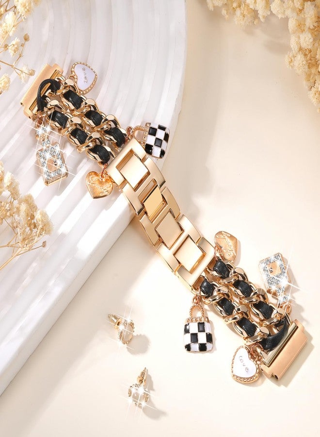 DAQIN Stylish Metal Band Compatible with Samsung Galaxy Watch 7 Band/FE 6 5 4 40mm 44mm,Galaxy Active 2, 20mm Watch Strap Pretty Chain with Cute Decorative Charms Accessories for Samsung Watch Bands Women - Image 3