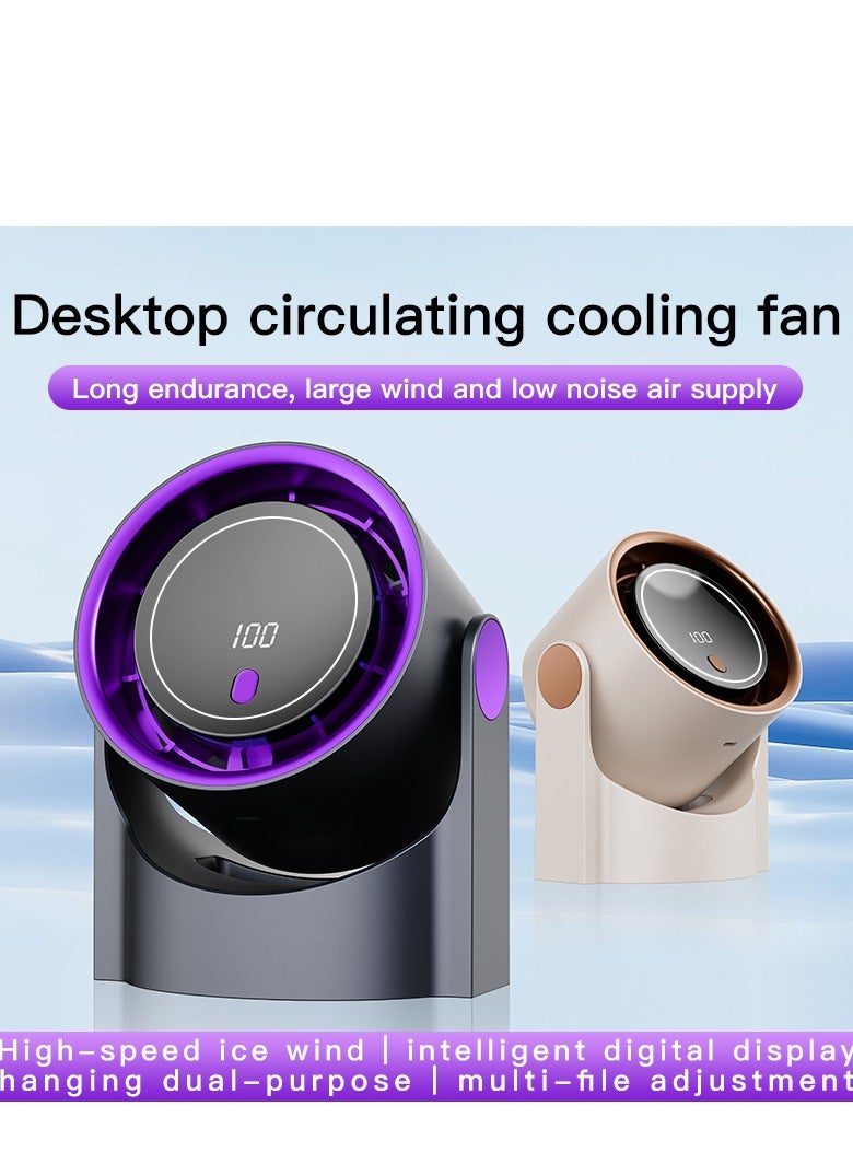 Table Fans, turbofan, Quiet Wall-Mounted Desk Fan, Digital Display Rechargeable USB Fan, 115°Tilt, 100 Speeds, Long Lasting Power, Portable Fan for Home Office Kitchen Travel Camping  - Image 4