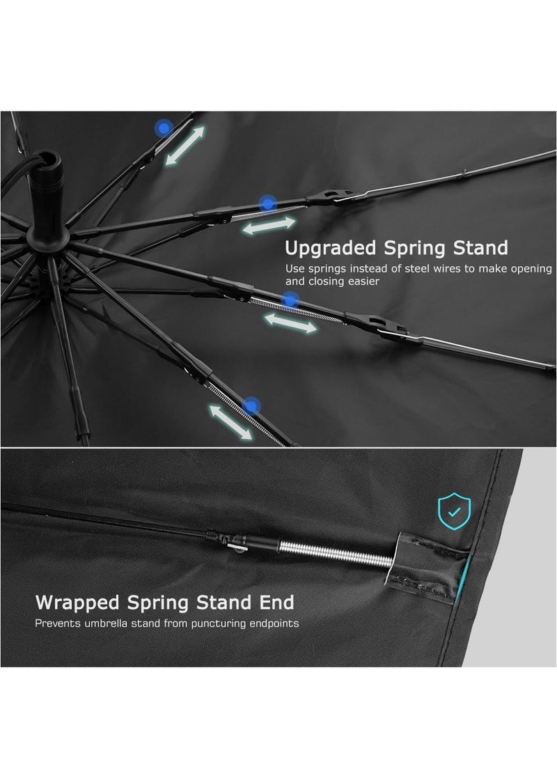 Altheqa Car Sun Shade Pull ring type for Car Front Windshield Blocks UV Rays Sun Visor Protector Titanium silver umbrella Foldable Sunshade Car Cover (Large) - Image 5
