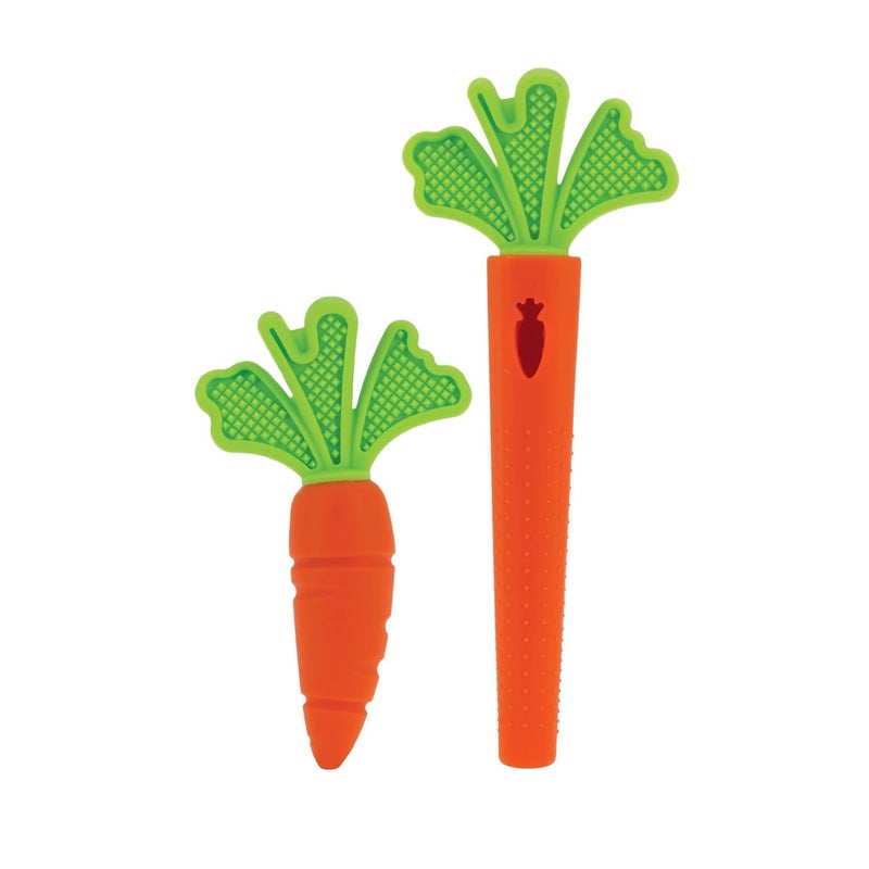 Nuby Silicone Carrot Tube Teether and Messaging Infant Teether  2Pack Baby Teething Toy  3 Months - Image 3