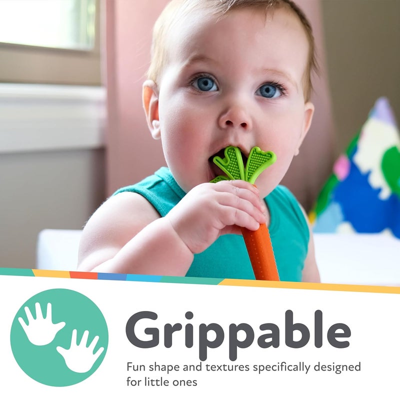 Nuby Silicone Carrot Tube Teether and Messaging Infant Teether  2Pack Baby Teething Toy  3 Months - Image 5