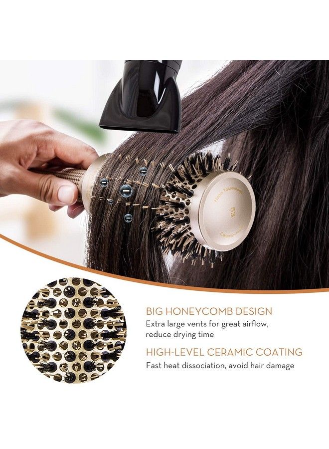 AIMIKE Round Brush Nano Thermal Ceramic & Ionic Tech Hair Brush Round Barrel Brush With Boar Bristles Enhance Texture For Hair Drying Styling Curling And Shine (Barrel 2.1 Inch) + 4 Free Clips By Aimike - Image 5