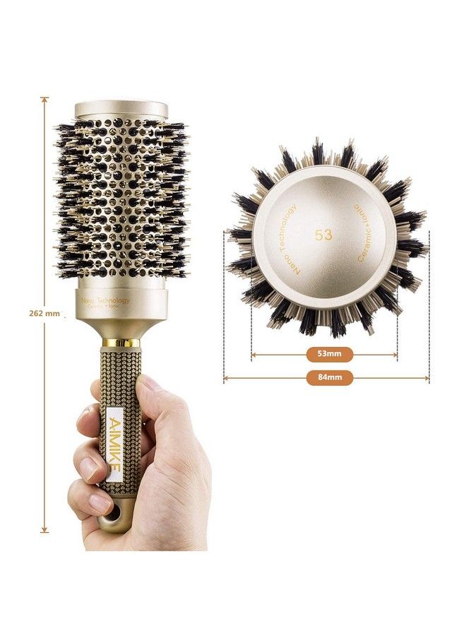 AIMIKE Round Brush Nano Thermal Ceramic & Ionic Tech Hair Brush Round Barrel Brush With Boar Bristles Enhance Texture For Hair Drying Styling Curling And Shine (Barrel 2.1 Inch) + 4 Free Clips By Aimike - Image 3