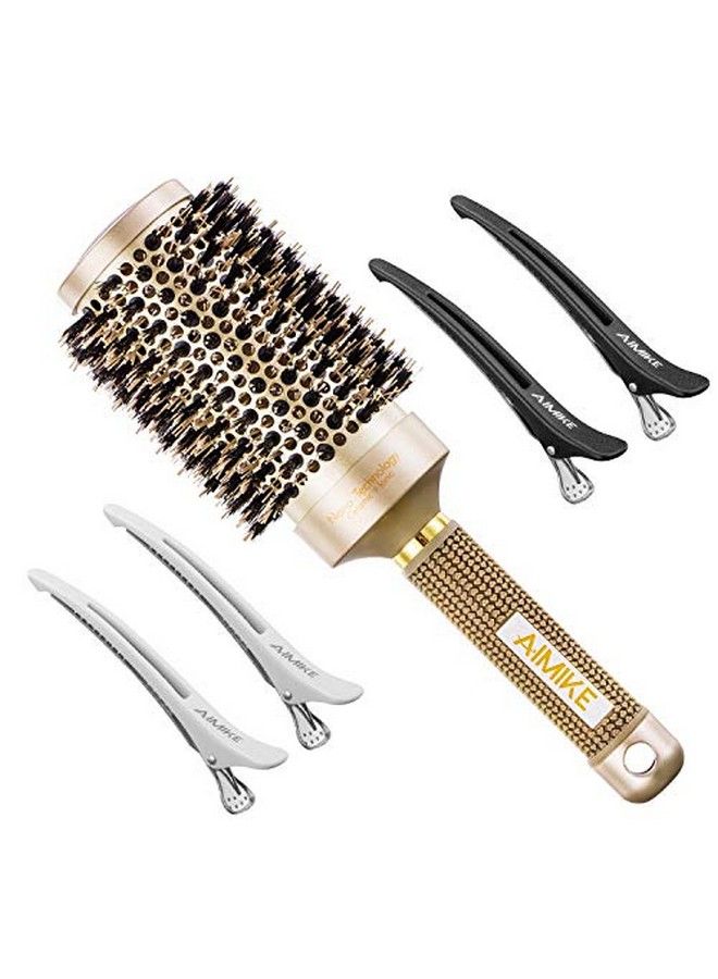 AIMIKE Round Brush Nano Thermal Ceramic & Ionic Tech Hair Brush Round Barrel Brush With Boar Bristles Enhance Texture For Hair Drying Styling Curling And Shine (Barrel 2.1 Inch) + 4 Free Clips By Aimike - Image 1