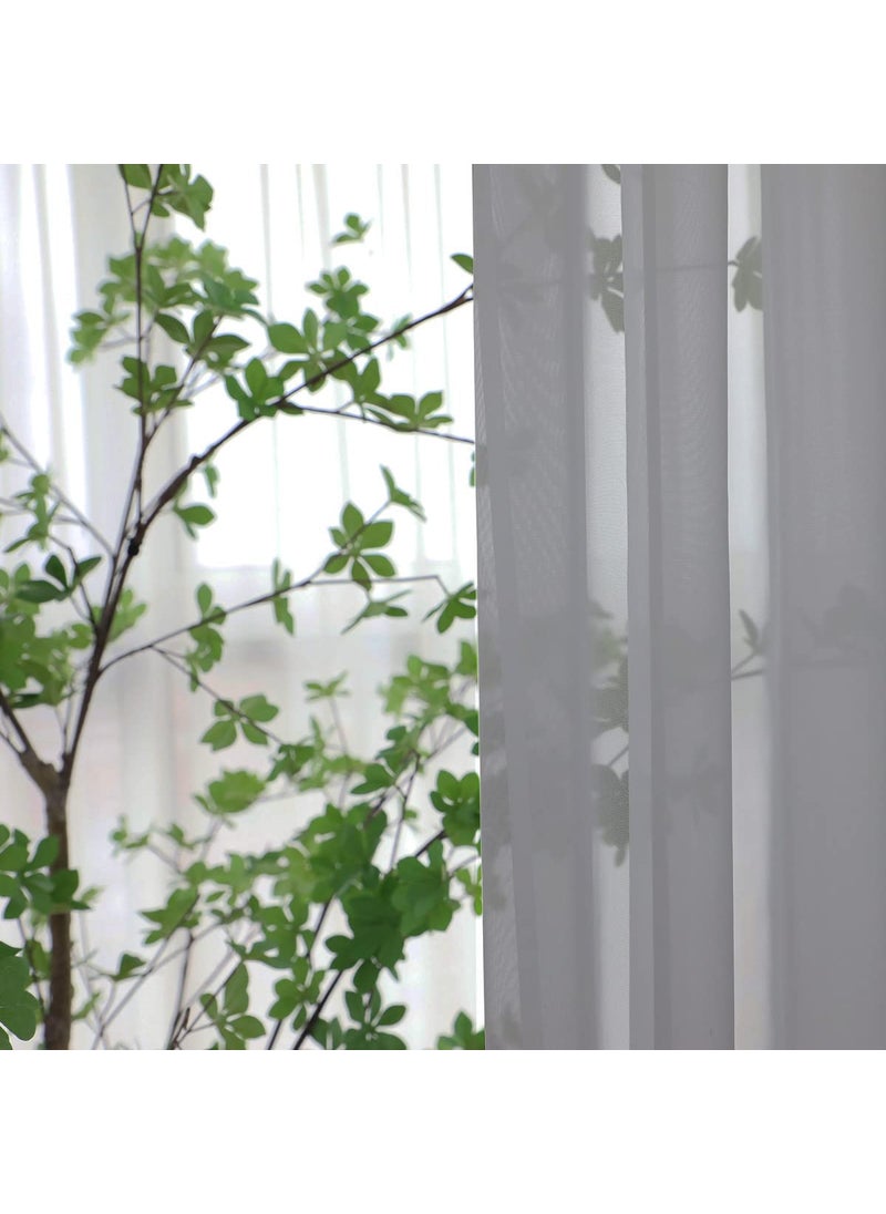 L&TEC Window Gray Sheer Curtains 145 Inches Long 2 Panels Sheer Curtain Basic Rod Pocket Panel for Bedroom Children Living Room Yard Kitchen (Gray  52"" W x 145"" L | 2 pcs)  - Image 3