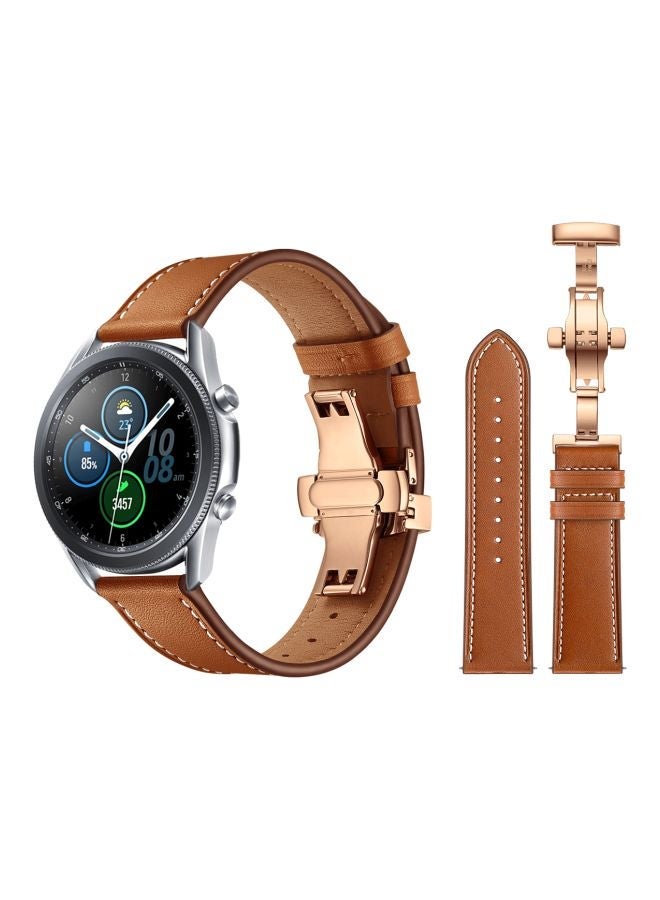 NIBEMINENT Replacement Band For Samsung Galaxy Watch 3 45mm Brown - Image 2