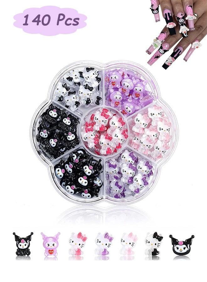 MXN 140 Pcs 3D Cute Cartoon Nail Charms - Nail Decoration Stickers - Flatback Charms Stickers for DIY Nail Decoration and Resin Crafts - Image 1