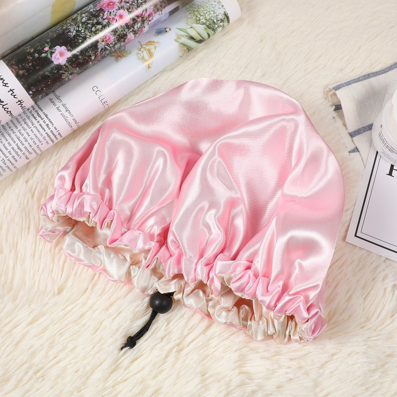 Kids Double Layer Sleeping Cap Elastic Sleeping Hat Adjustable Sleeping Head Cover (Pink) - Image 4