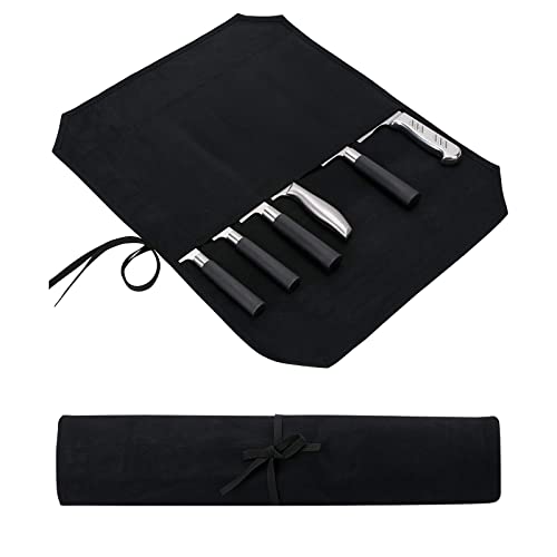 HERSENT Knife Roll,Chef’s Knife Roll Case,Knife Bag,Waxed Canvas Cutlery Knives Holders,Home Kitchen Cooking Tools And Utensils Wrap Bag Wallet,Multi-Purpose Brush Roll Bag,Travel Tool Roll Pouch - Image 1