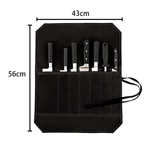 HERSENT Knife Roll,Chef’s Knife Roll Case,Knife Bag,Waxed Canvas Cutlery Knives Holders,Home Kitchen Cooking Tools And Utensils Wrap Bag Wallet,Multi-Purpose Brush Roll Bag,Travel Tool Roll Pouch - Image 4