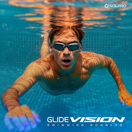 Solpro Glide Vision Unisex Adult Swimming Goggles for Women,Men,Boys,Girls,Teenagers,Athletes,Swimmers|2 in 1 with Built In Earplugs for Training,Competition in Pool,Beach,Water Sport,Activties(Black) - Image 2