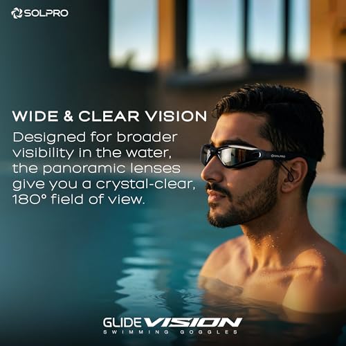 Solpro Glide Vision Unisex Adult Swimming Goggles for Women,Men,Boys,Girls,Teenagers,Athletes,Swimmers|2 in 1 with Built In Earplugs for Training,Competition in Pool,Beach,Water Sport,Activties(Black) - Image 4