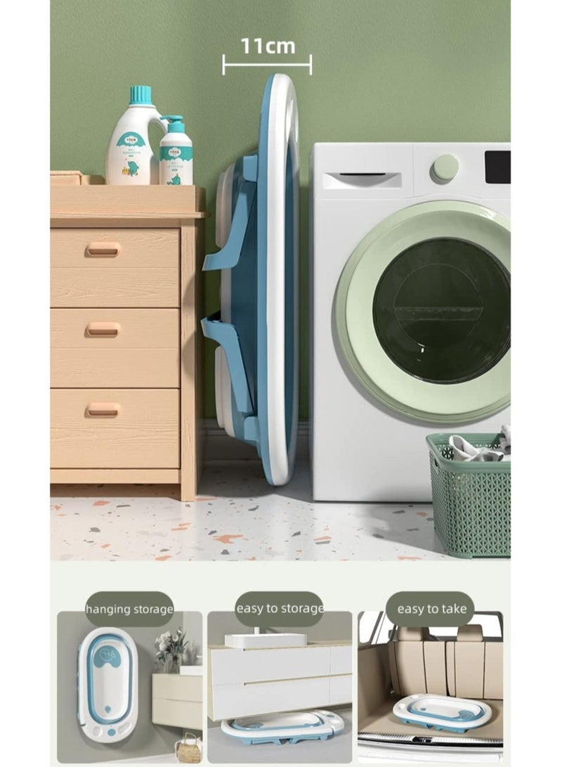 كوني أمًا أفضل حوض استحمام للأطفال قابل للطي مع وسادة حوض استحمام وجهاز مراقبة درجة الحرارة، تصميم وسادات مضادة للانزلاق، حوض استحمام للرضع من عمر الولادة فما فوق - Image 4