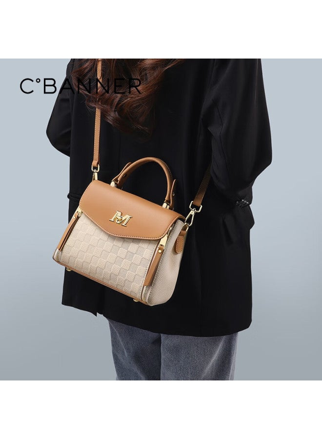 C.banner Top-grain Leather Handbag For Women, Quilted Tote Bag, Crossbody Shoulder Bag, Birthday And New Year Gift For Girlfriend - Image 1