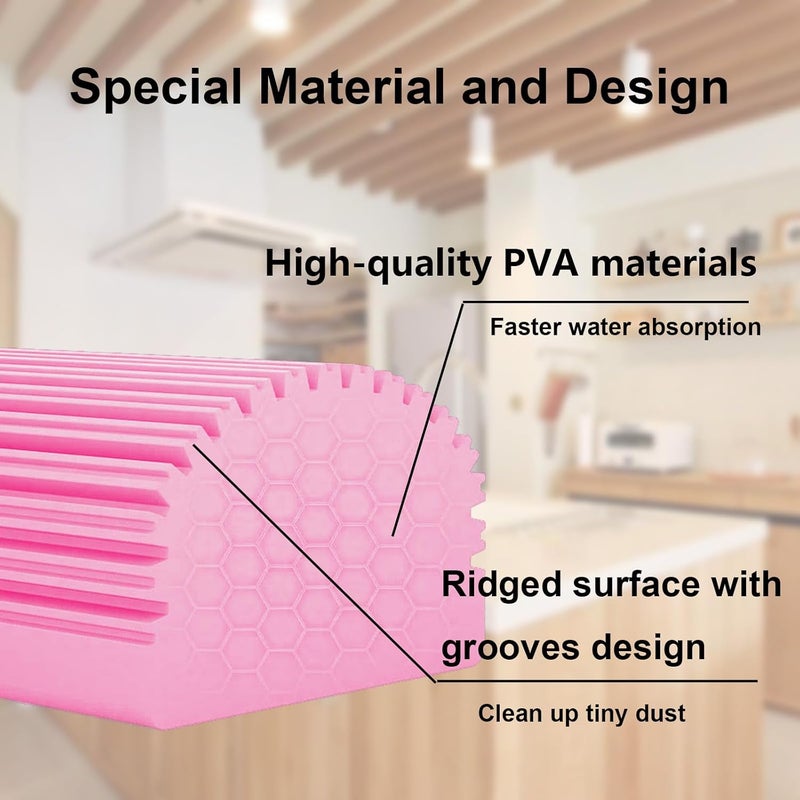 HDAIUCOV 6Pack Damp Clean Duster SpongeMagic Sponge Eraser for HousekeepingReusable Cleaning Sponge for BlindsVentsMirrorsGlass BaseboardsWindow Track Grooves and Railings Pink - Image 3