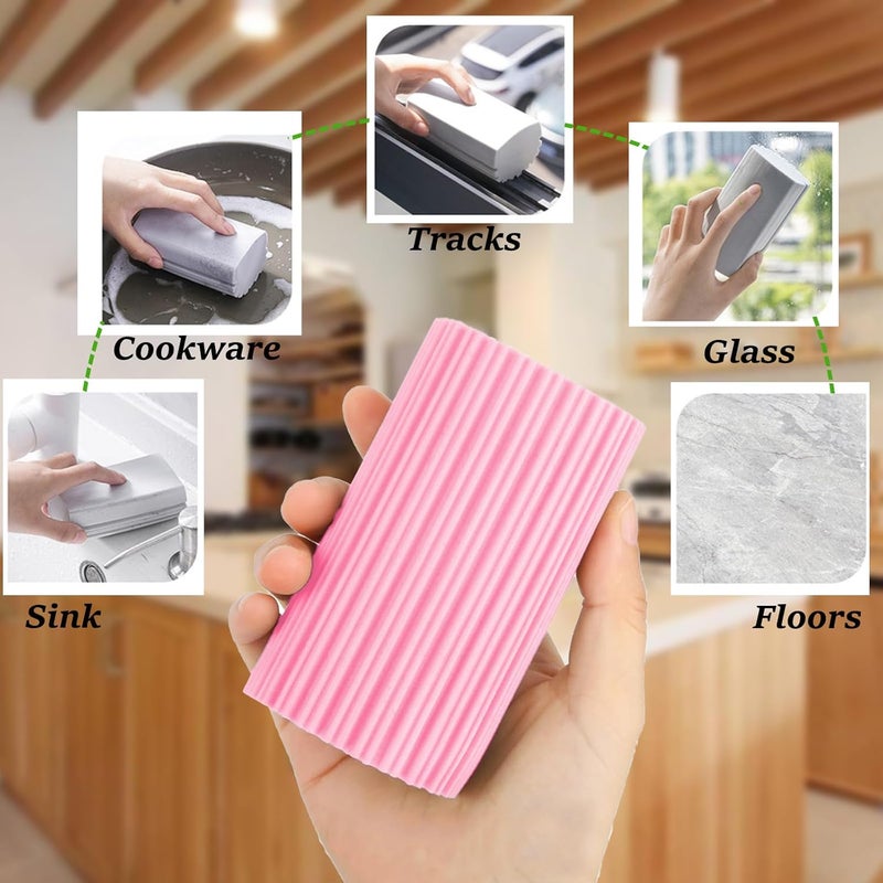 HDAIUCOV 6Pack Damp Clean Duster SpongeMagic Sponge Eraser for HousekeepingReusable Cleaning Sponge for BlindsVentsMirrorsGlass BaseboardsWindow Track Grooves and Railings Pink - Image 5