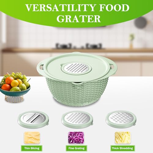 STOCKPOT 4 in 1 Colander with Bowl Set, Food Strainers and Colanders, Colander for Kitchen, Pasta Strainer, Fruit Washing Bowl, Kitchen Essentials Strainer Basket Bowl, Green, Christmas & New Year Gifts - Image 3