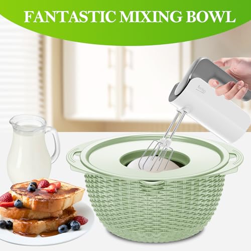 STOCKPOT 4 in 1 Colander with Bowl Set, Food Strainers and Colanders, Colander for Kitchen, Pasta Strainer, Fruit Washing Bowl, Kitchen Essentials Strainer Basket Bowl, Green, Christmas & New Year Gifts - Image 2