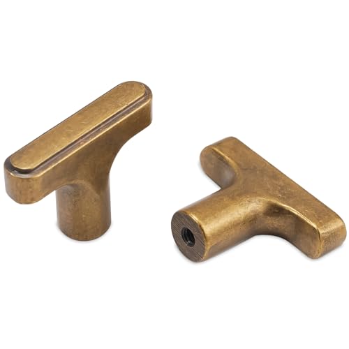 COTYKILEY 10 Pack Antique Brass Kitchen Cabinet Knobs Vintage Drawer Knobs Aged Gold Bronze Kitchen Cabinet Hardware - Image 1