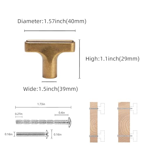 COTYKILEY 10 Pack Antique Brass Kitchen Cabinet Knobs Vintage Drawer Knobs Aged Gold Bronze Kitchen Cabinet Hardware - Image 2