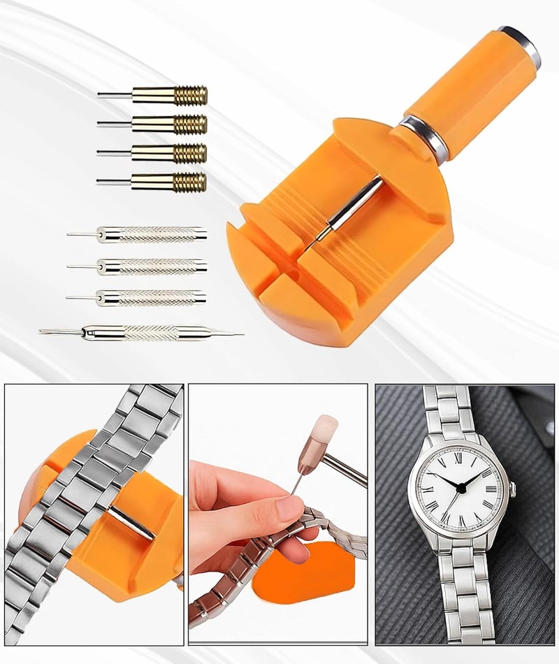 INIMAGINE عدة أدوات إصلاح الساعات، عدة أدوات الساعات؛ عدة إصلاح الساعات الكاملة - متينة وقابلة للحمل للصيانة الاحترافية DIY تشمل أدوات إزالة الروابط وضبط الأشرطة. - Image 4
