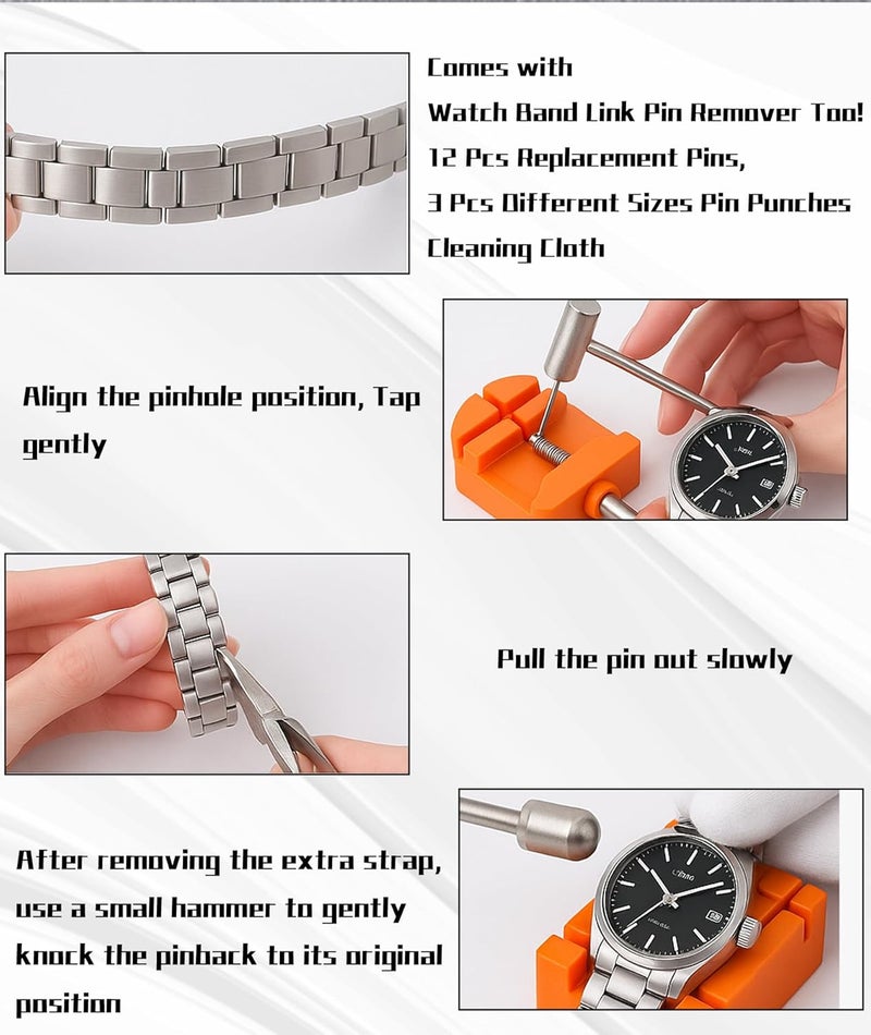 INIMAGINE عدة أدوات إصلاح الساعات، عدة أدوات الساعات؛ عدة إصلاح الساعات الكاملة - متينة وقابلة للحمل للصيانة الاحترافية DIY تشمل أدوات إزالة الروابط وضبط الأشرطة. - Image 5