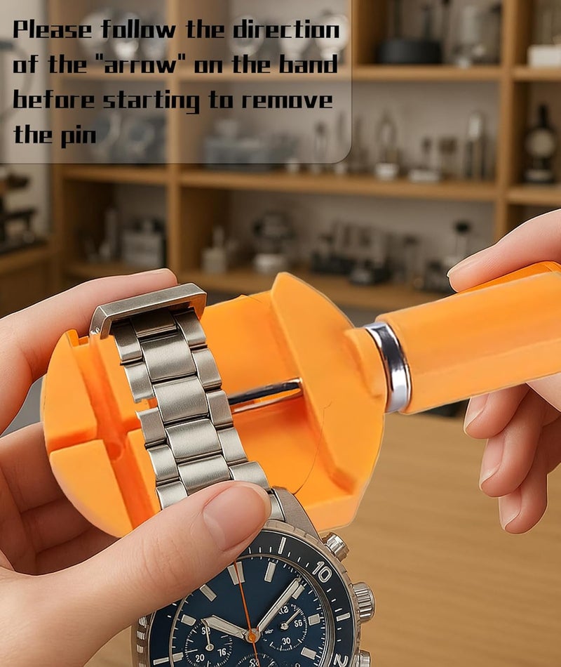 INIMAGINE عدة أدوات إصلاح الساعات، عدة أدوات الساعات؛ عدة إصلاح الساعات الكاملة - متينة وقابلة للحمل للصيانة الاحترافية DIY تشمل أدوات إزالة الروابط وضبط الأشرطة. - Image 3