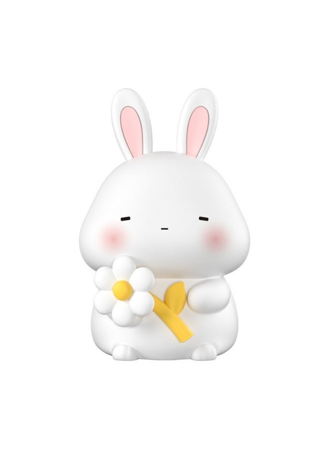 Cute Rabbit Silicone Night Light 3 Brightness Levels Tap Control Timer Off USB Rechargeable Bedside Lamp for Kids Bedroom - Image 1