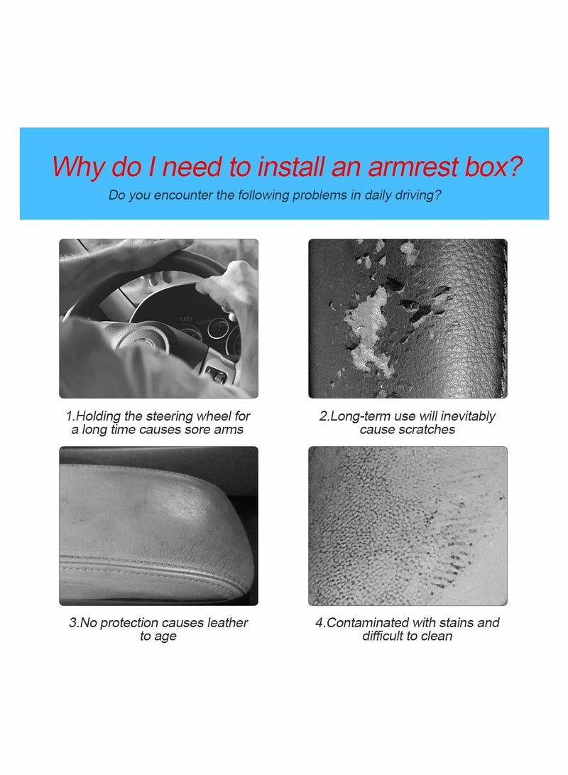 Excefore Car Leather Center Console Cushion Pad, Waterproof Armrest Seat Box Cover Fit for Cars, Vehicles, Comfort, Interior Protection Accessories (Black, 11.4"x7.4") - Image 5