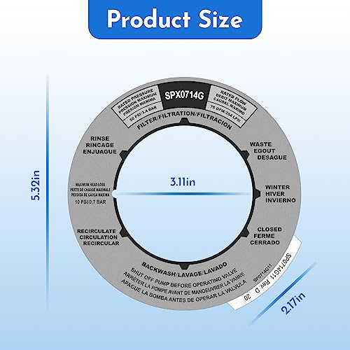 Pokin SPX0714G Sand Filter Valve Label Plate Sticker Replacement, for Hayward Multi-Port Valve Cover Label,Valve Position Label Works with The SP0714T or SPX0714BA 1.5" Vari-Flo Valve or Key Cover (1) - Image 2