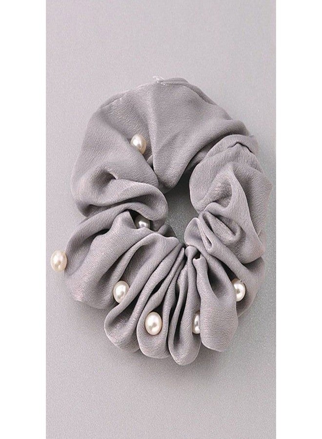 FAMEZA 6 Satin Pearl Hair Scrunchie Tie Hair Accessories - Image 5