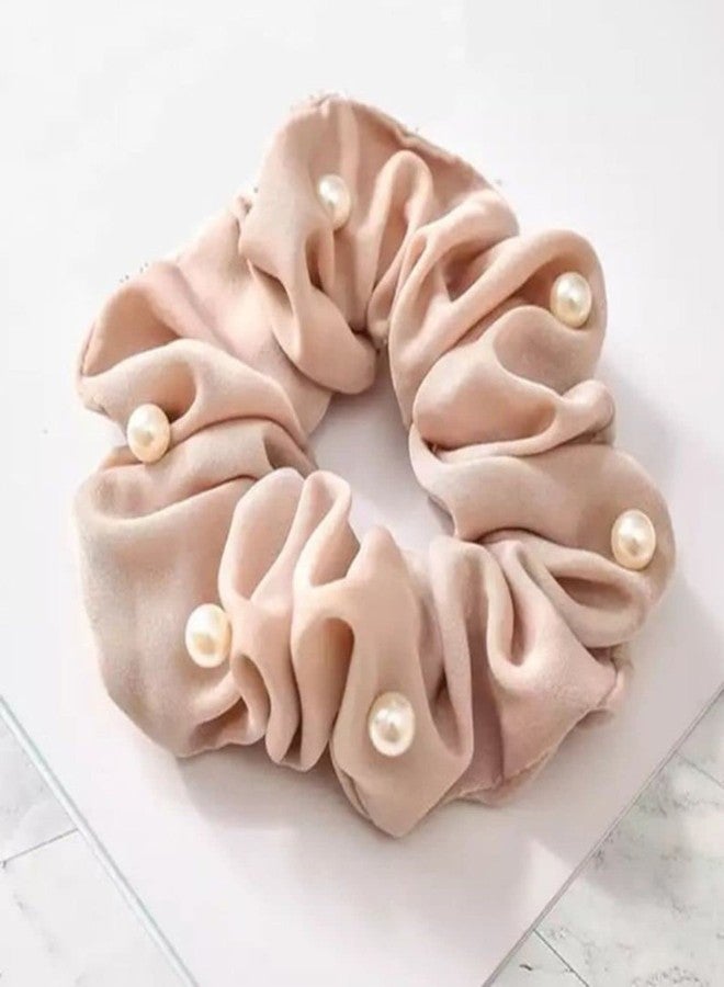FAMEZA 6 Satin Pearl Hair Scrunchie Tie Hair Accessories - Image 3