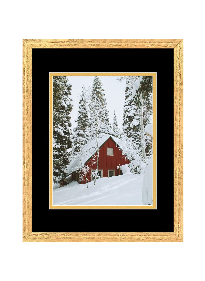 Golden State Art Golden State Art 11x14 Distressed Gold Wood Frame with Black over Gold Double Mat  Displays 8x10 Photos  Real Glass Sawtooth Hangers Back Turn Buttons  Wall Mounting Landscape Portrait 
