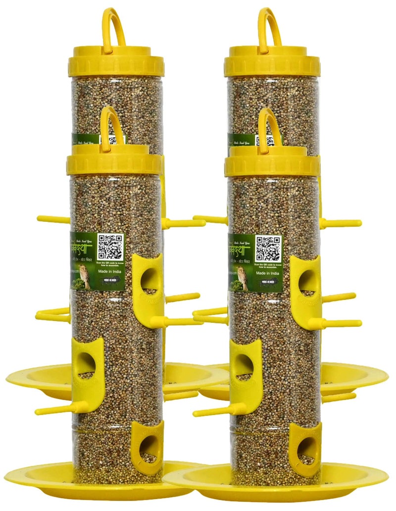 Skybeings Bird Feeder for Bird Food Large 4 Piece_Yellow - Image 1