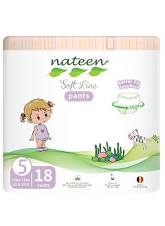 Nateen Soft Line Baby Pants Diapers ,Size 5 (12-17kg), X-Large Baby Pull Ups,18 Count Diaper Pants,Super Soft and Breathable Baby Diapers Pants.
