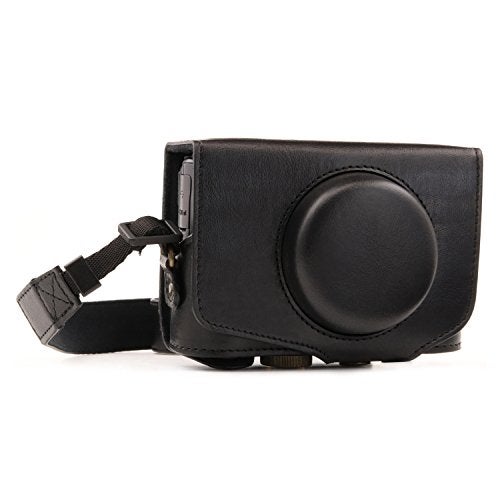 MegaGear MG1173 Canon PowerShot SX740 HS SX730 HS Ever Ready Leather Camera Case with Strap Black - Image 1