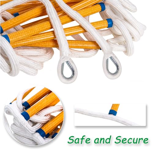 Piwerod Fire Escape Ladders, 13 FT Emergency Ladder for Second Floor, Anti-Slip Rescue Fire Ladder 2 Story Window Ladder Fire Escape 2 Story Balcony Railing Treehouse, Fast to Deploy - Image 4